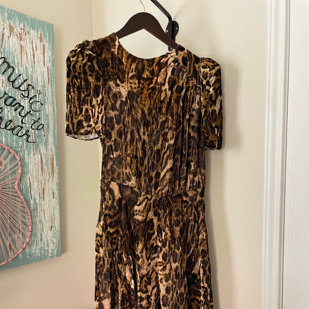 Isabel Marant Ulia Leopard Print Velvet Midi Dress Size 42 US 10
